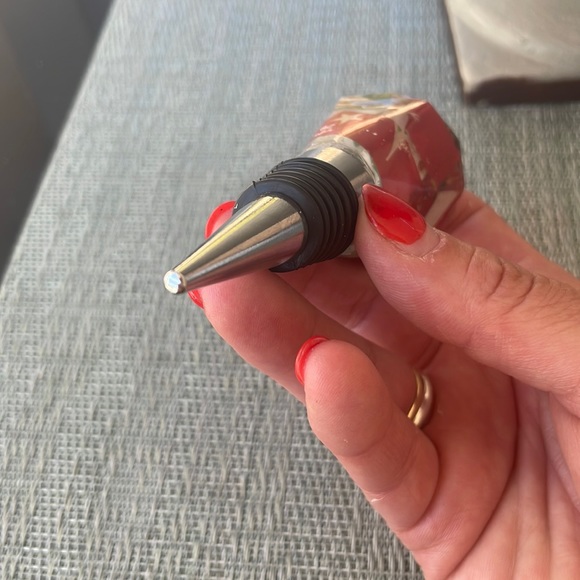 XMAS Handmade Festive Holiday Diamond Top Wine Stop Red - Picture 10 of 13